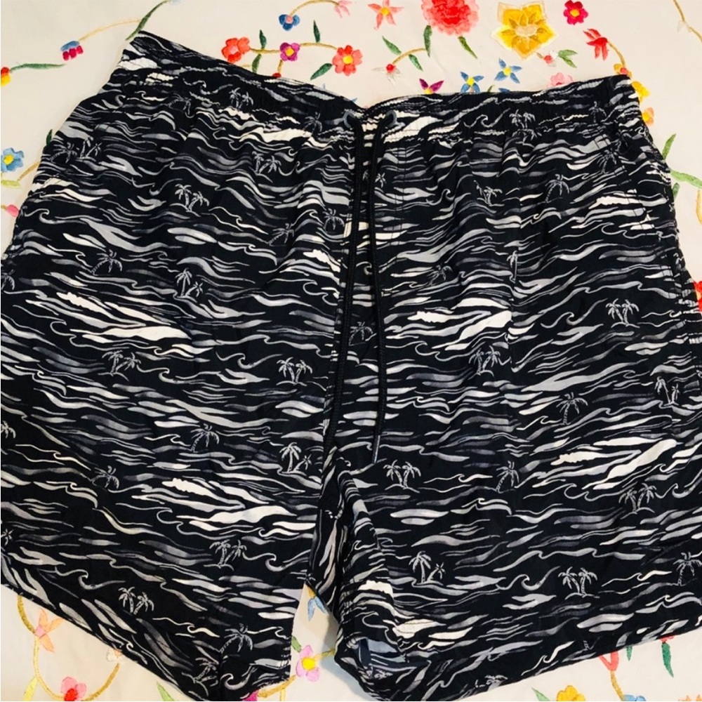 Speedo Mens Black Lined Swim Trunks Size L